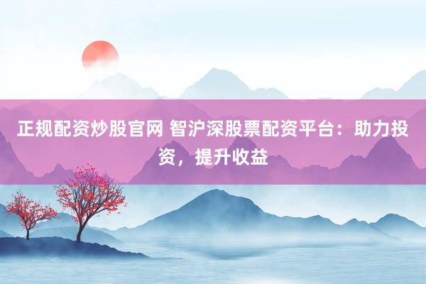 正规配资炒股官网 智沪深股票配资平台：助力投资，提升收益