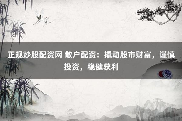 正规炒股配资网 散户配资：撬动股市财富，谨慎投资，稳健获利